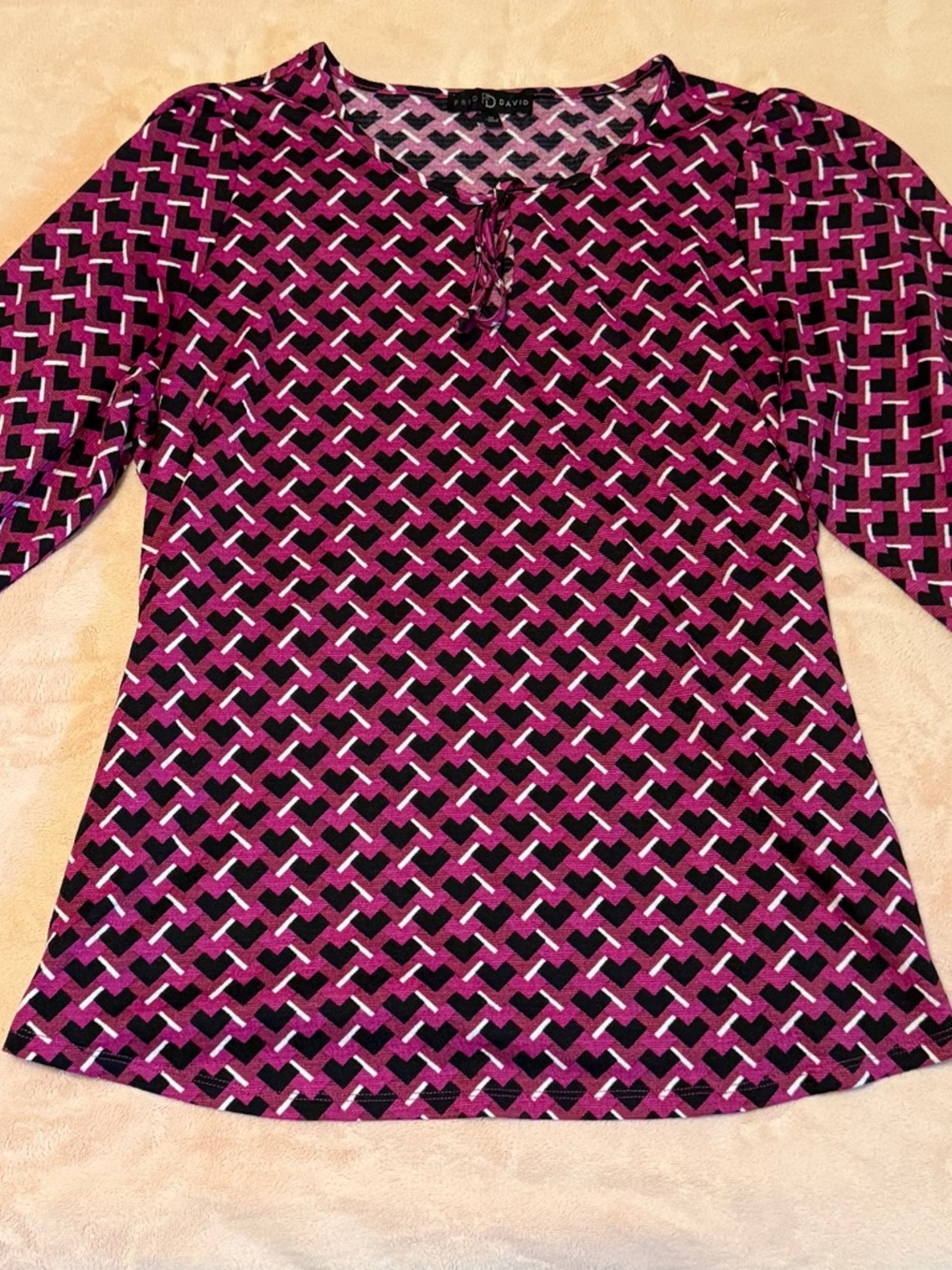 Fred David Pink and Black Patterned Blouse